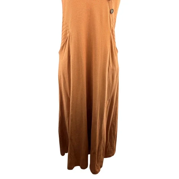 Soft Surroundings Rust Orange Maxi Dress Sleeveless Button Front Pockets Medium - Picture 7 of 14